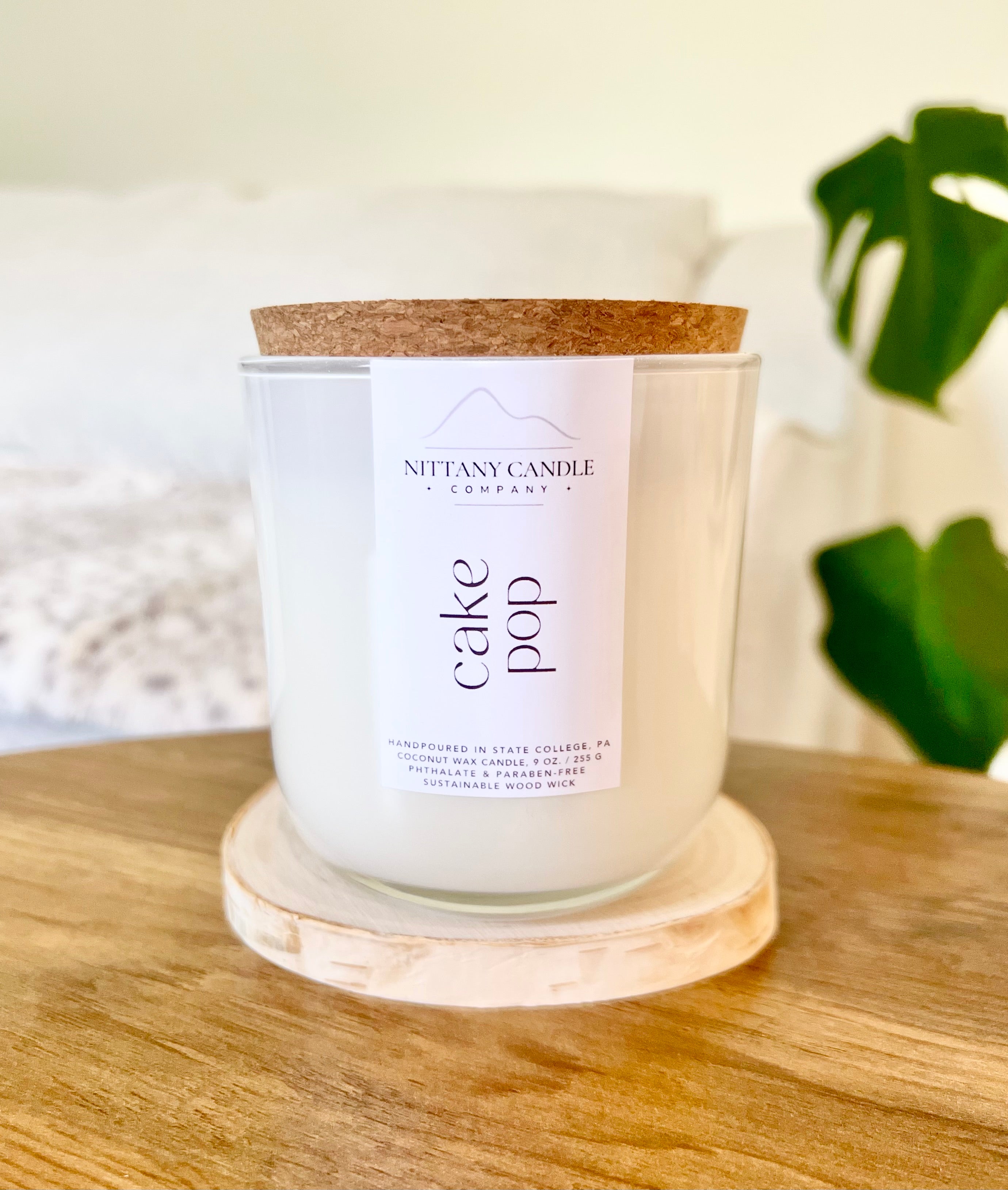 Nittany Candle Company wood wick candle that smells like cake