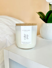 Wood wick candle with cork lid made with nontoxic ingredients 