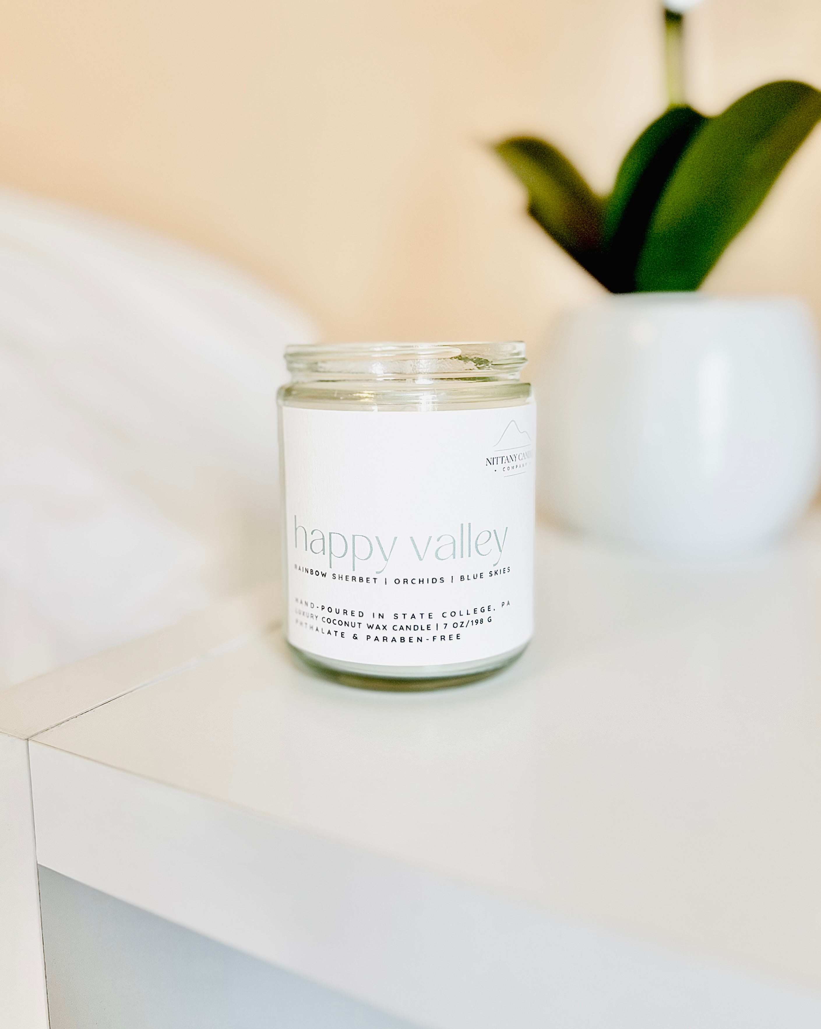 Fresh and fruity scented candle made with nontoxic ingredients