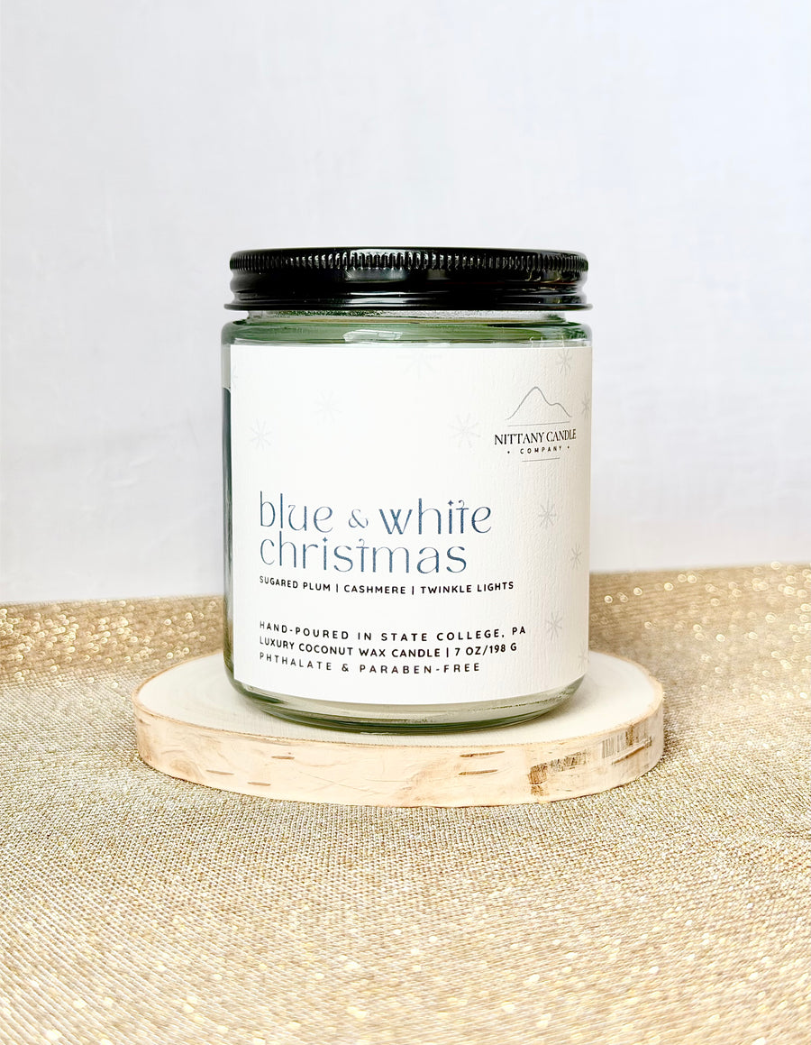 BLUE & WHITE CHRISTMAS CANDLE